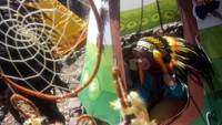 Setelah sekian lama tutup akibat pandemi COVID-19, Leuwi Seeng kembali dibuka untuk umum. Traveler bisa berfoto ala suku Indian di sini. (Muhamad Rizal/detikcom)