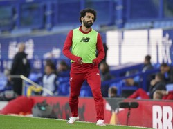 Mohamed Salah tengah melakukan pemanasan. AP photo/Jon Super, Pool.