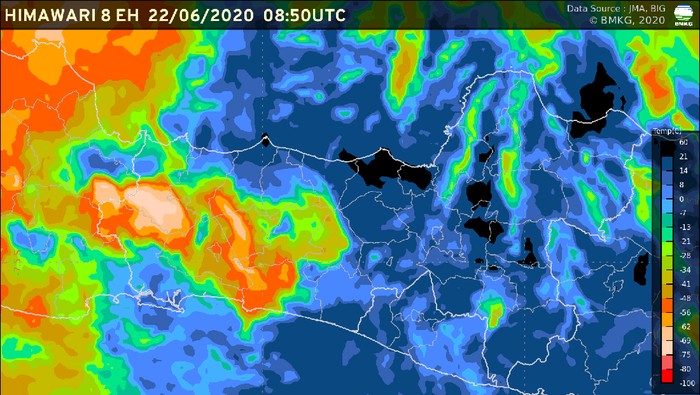 Tangkapan layar satelit himawari untuk prediksi cuaca Jateng, Senin (22/6/2020)