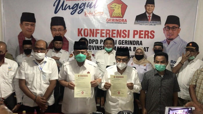 Nasrul Abit-Indra Catri dapat dukungan dari Gerindra maju di Pilgub Sumbar (Jeka Kampai-detikcom)