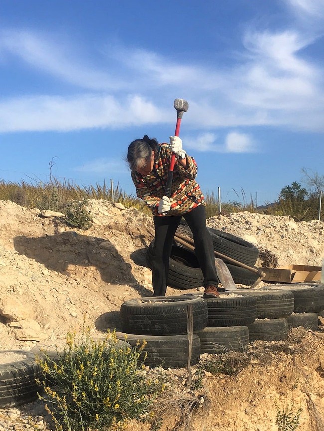 Pasangan Davies dan Buchanan juga membangun beberapa bangunan lain di bagian luar rumah. Dua gudang, tempat penampungan hewan, dan beberapa proyek lainnya telah dibangun selama bertahun-tahun. Untuk material rumahnya, pasangan tersebut memilih untuk menggunakan barang-barang bekas seperti kaleng aluminium, botol, dan ban.  Foto: dok. Laura Davies