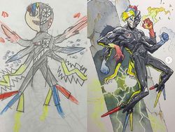 Keren! Ketika Sang Ayah Gambar Ulang Coretan Anaknya