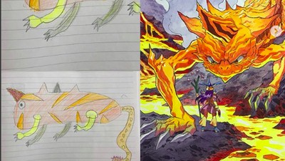 Keren! Ketika Sang Ayah Gambar Ulang Coretan Anaknya