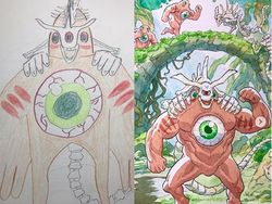 Keren! Ketika Sang Ayah Gambar Ulang Coretan Anaknya