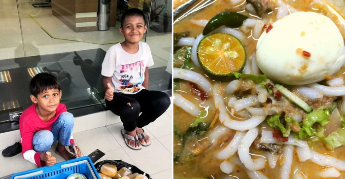 Dua Bocah Ini Giat Jualan Laksa