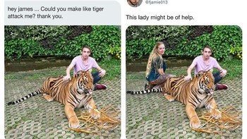 Akibat minta foto seolah diserang harimau. Foto: James Fridman