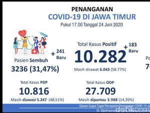 Kasus Positif COVID-19 di Jatim Tembus 10.282, Pasien Sembuh 3.236 Orang
