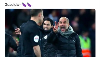 Guardiola menunjukkan berapa angka yang diperlukan Liverpool untuk jadi juara Liga Inggris. Foto: Twitter