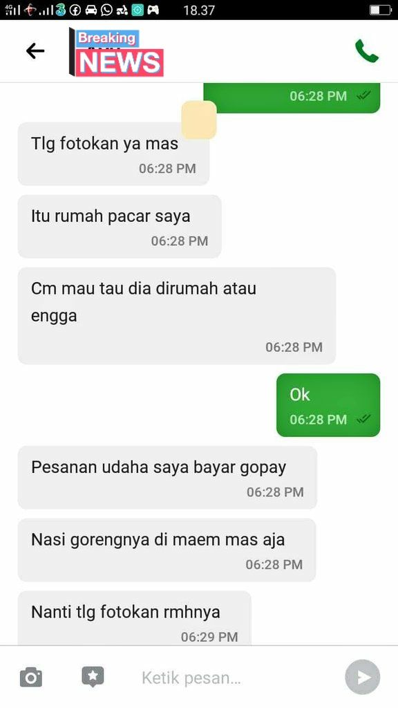 Netizen pesan makanan via ojol untuk memastikan keberadaan pacarnya