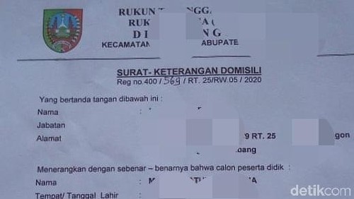 Surat Keterangan Domisili (SKD) palsu