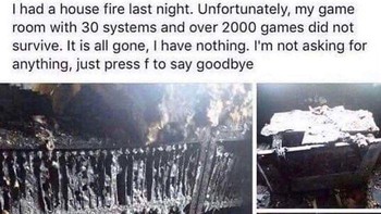 Ku menangis... membayangkan, betapa kejamnya api melahap koleksi game milikmu. Foto: ElBarani via Bored Panda