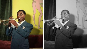 Potret Louis Armstrong yang diambil antara tahun 1938 atau 1948 karya fotografer William Paul Gottlieb. (Foto: Brightside)
