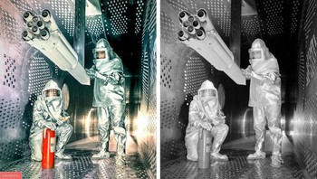 Dua insiyur NASAmenguji coba model skala roket Saturnus I di terowongan angin pada 1960-an. (Foto: Brightside)