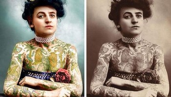 Foto wanita bertato tahun 1905. (: Brightside)