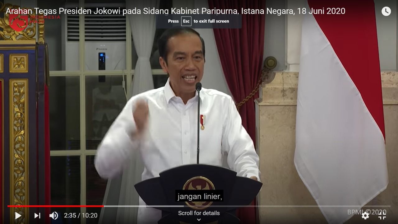 Puncak gestur kemarahan Presiden Jokowi menurut kacamata pakar gestur Handoko Gani. (Tangkapan layar video kanal YouTube Setrpes RI)