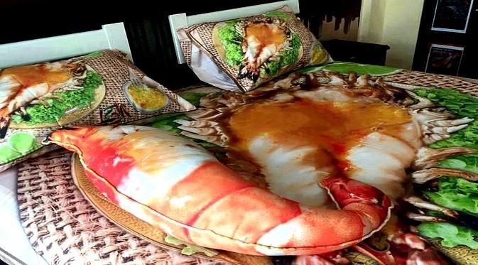 Sprei kasur 3d bergambar makanan lezat