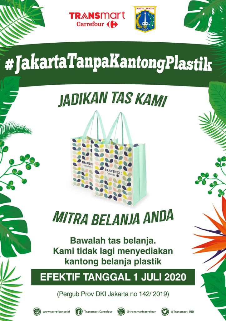 Transmart Carrefour mendukung larangan penggunaan kantong plastik