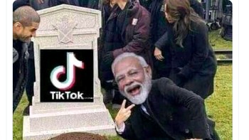 PM India, Narendra Modi, digambarkan tertawa di atas makam TikTok. Foto: Twitter