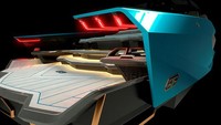 Dari sisi desain, Lamborghini 63 Tecnomar punya bentuk yang agresif. Untuk mempertahankan ciri khas desain pabrikan asal Italia itu, Lamborghini mengadopsi desain supercar hybrid FKP 37 pada kapal cepat ini. (Foto: Lamborghini)