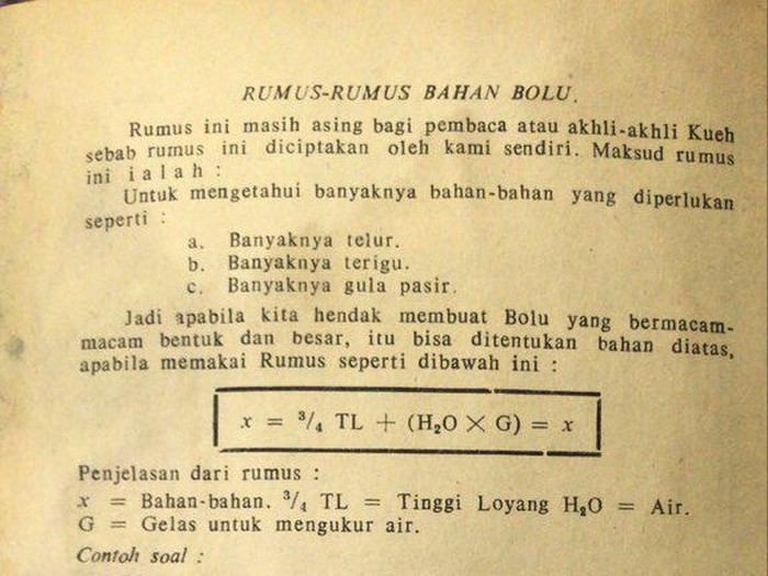 Resep bolu dengan rumus matematika