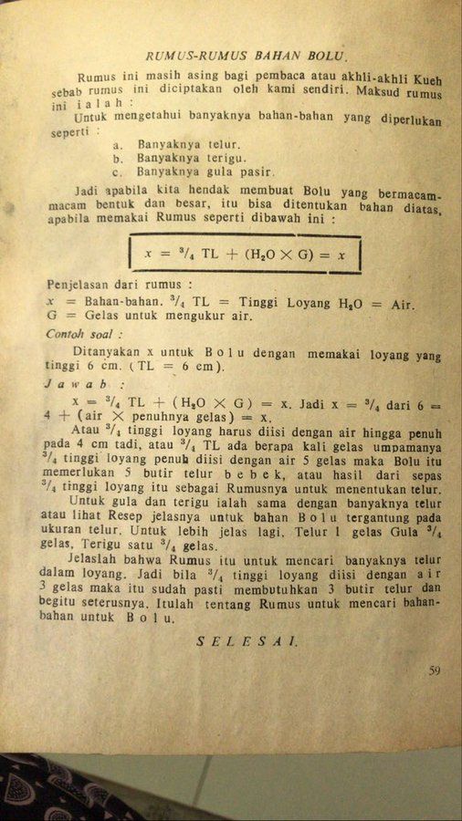 rumus resep bolu