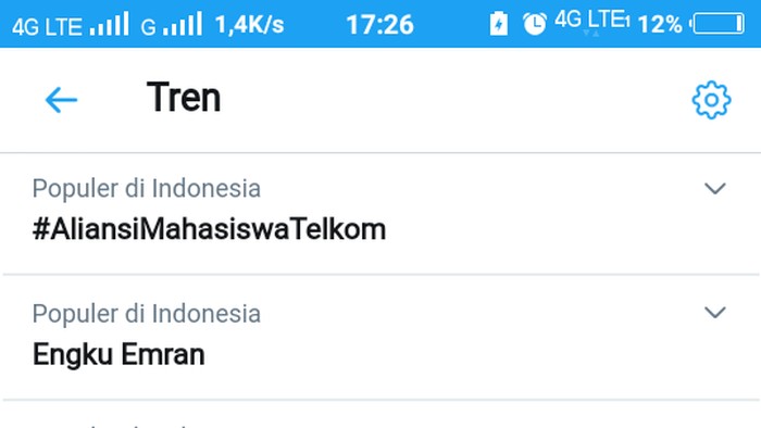 Tangkapan layar tagar #AliansiMahasiswaTelkom