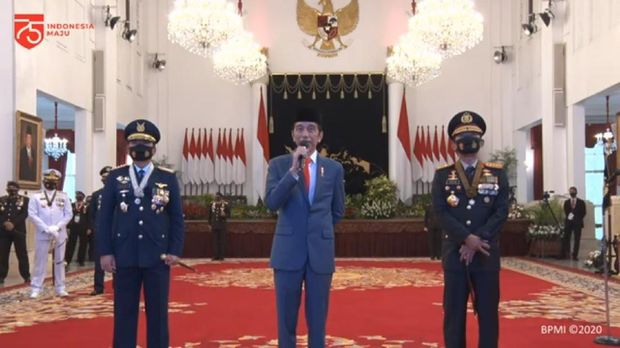 Teleconference Jokowi dengan Kapolres Gunungkidul dalam rangka HUT Bhayangkara ke-74, Rabu (1/7/2020).