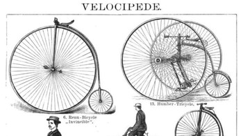 Aneka jenis Velocipede yang ada di abad ke-19. Selain bicycle, ada lagi monocycle dan tricycle bergantung jumlah rodanya (Museumjocas)