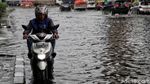 Jalan Yos Sudarso Jakut Tergenang Imbas Diguyur Hujan