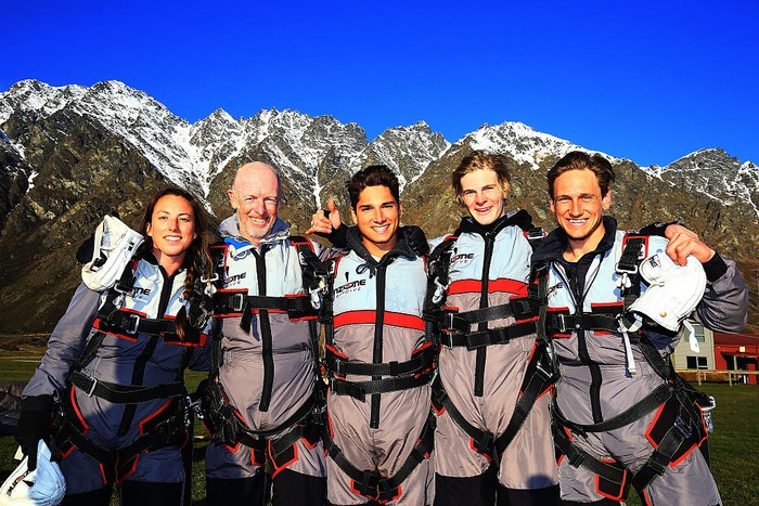 Skydiving QUEENSTOWN, NEW ZEALAND - AUGUST 25: Derek Livingston of Australia lands during a Winter Games NZ Australian athlete skydive shoot at NZOne on August 25, 2015 in Queenstown, New Zealand. (Photo by Hannah Peters/Getty Images)