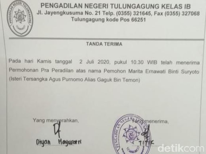 suami jadi tersangka, istri praperadilan