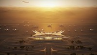Amaala Airport terletak di sepanjang Laut Merah dalam sebuah mega proyek wisata mewah. (Foster+Partners)
