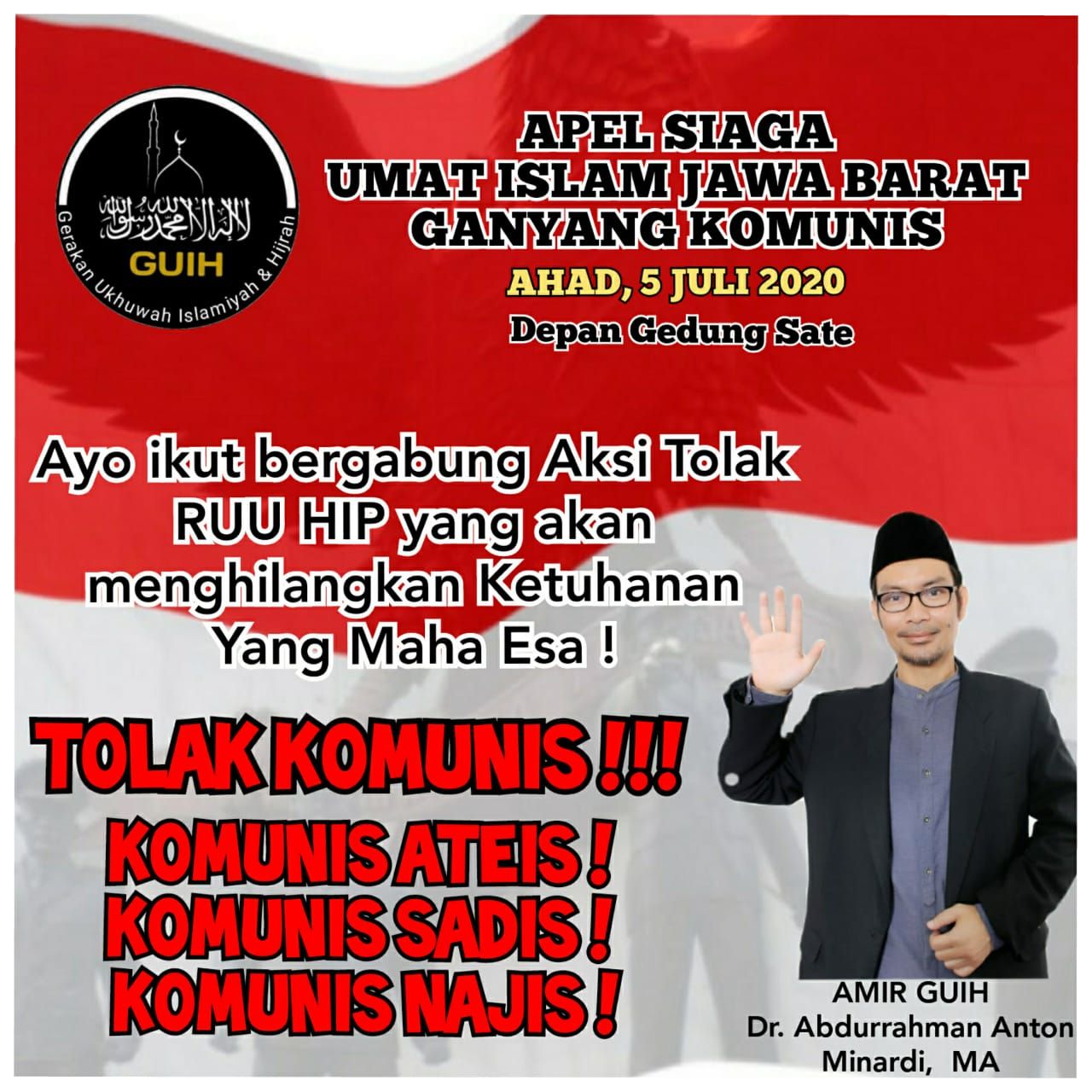 Apel Siaga Ganyang Komunis, di Bandung, Jawa Barat, Minggu (5/7/2020).