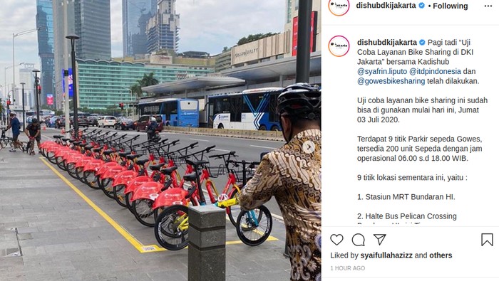Dishub mulai uji coba bike sharing di DKI Jakarta.