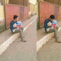 Beda dari pria dalam foto-foto sebelumnya yang terlihat stres, pria yang satu ini terlihat tegar banget ya walau cintanya ditolak sama gebetan. Foto: Facebook/Muhammad Fiqih Rao