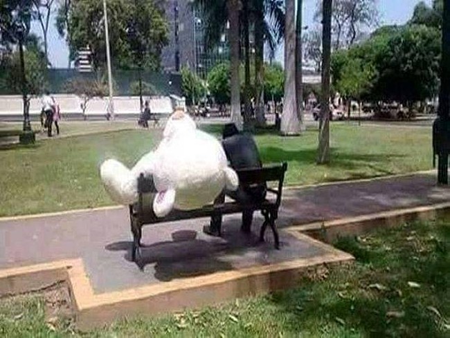 Tidak peduli sebesar apapun boneka yang kamu berikan, kalau si doi tidak memiliki perasaan yang sama denganmu maka tetap saja kamu akan ditolak. Kasihan banget ya kalau begini. Foto: Facebook/Muhammad Fiqih Rao