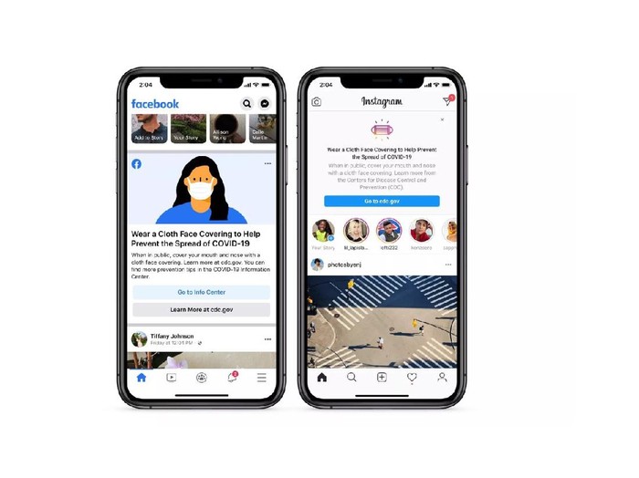 Facebook dan Instagram ingatkan pengguna pakai masker