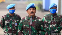 Panglima TNI Marsekal TNI Hadi Tjahjanto menyampaikan sambutannya dan memberikan apresiasi atas pengorbanan Pelda Anumerta Rama Wahyudi.
