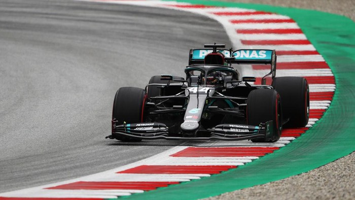 SPIELBERG, AUSTRIA - JULY 03: Lewis Hamilton of Great Britain driving the (44) Mercedes AMG Petronas F1 Team Mercedes W11 on track during practice for the F1 Grand Prix of Austria at Red Bull Ring on July 03, 2020 in Spielberg, Austria. (Photo by Bryn Lennon/Getty Images)