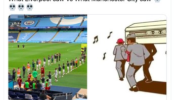 Liverpool mungkin sudah jumawa, tapi City mempersiapkan peti untuk mereka. Foto: Twitter