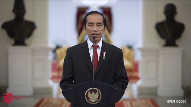 Presiden Joko Widodo memberi sambutan di sidang Terbuka ITB, Jumat (3/7/2020).