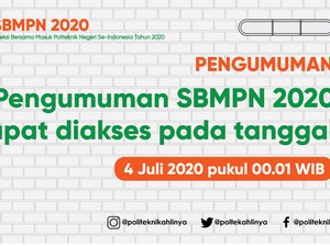 Pengumuman SBMPN 2020 4 Juli Pukul 00.01 WIB, Cek di sbmpn.politeknik.or.id