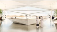 Hanggar pesawat akan menghadap langsung ke padang pasir. (Foster+Partners)