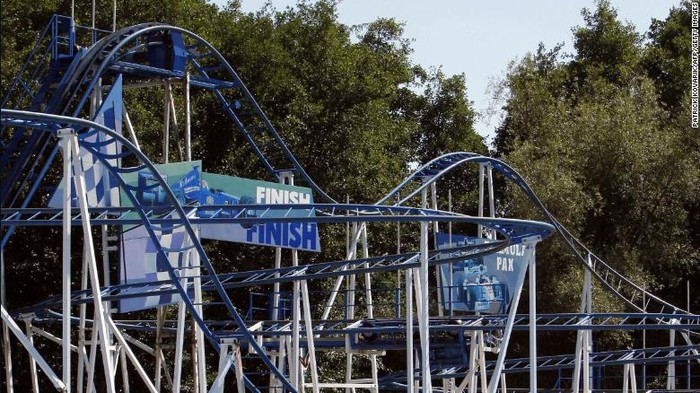 The Formula 1 Coaster amusement park ride at Parc Saint-Paul, where a woman died this weekend.