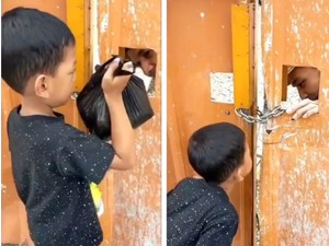Haru! Kisah Bocah Kirim Makanan untuk Ayah yang Terhalang Pagar