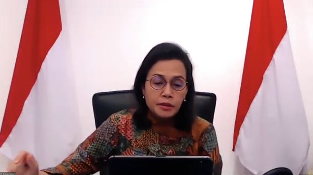 Menteri Keuangan Sri Mulyani memberikan Keterangan Pers Mengenai Burden Sharing Antara Pemerintah dan Bank Indonesia(Tangkapan Layar Youtube Kemenkeu RI)