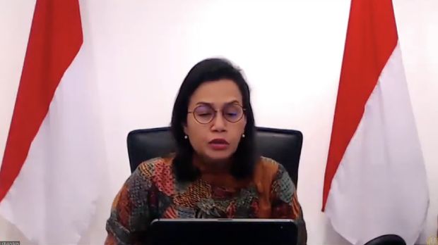 Menteri Keuangan Sri Mulyani memberikan Keterangan Pers Mengenai Burden Sharing Antara Pemerintah dan Bank Indonesia(Tangkapan Layar Youtube Kemenkeu RI)