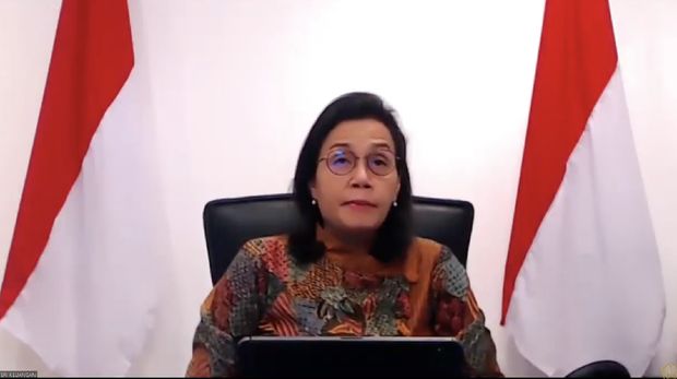 Menteri Keuangan Sri Mulyani memberikan Keterangan Pers Mengenai Burden Sharing Antara Pemerintah dan Bank Indonesia(Tangkapan Layar Youtube Kemenkeu RI)