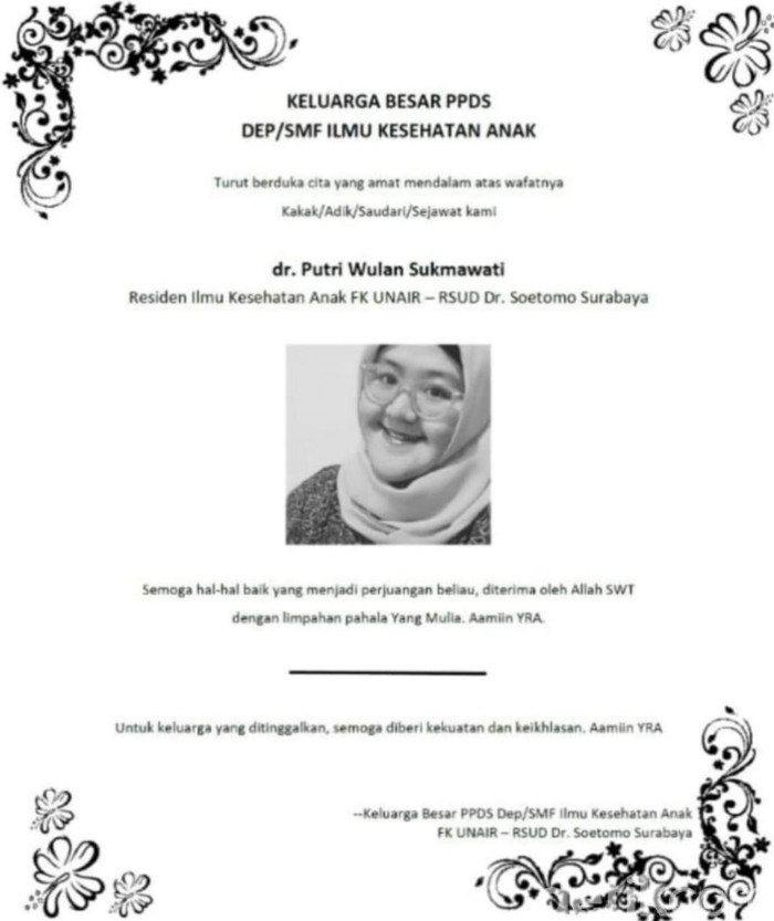 PPDS FK Unair di RSU dr Soetomo Meninggal Terpapar COVID-19