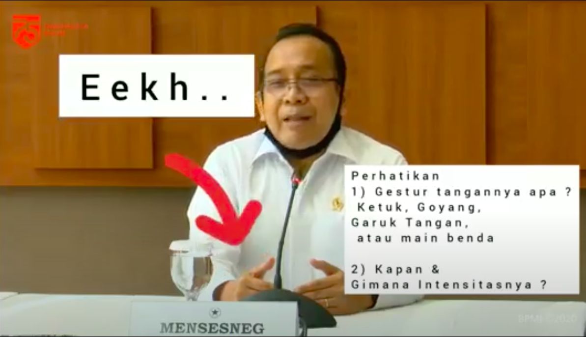 Pratikno berbicara soal isu reshuffle, dianalisis oleh pakar gestur. (Dok Handoko Gani)